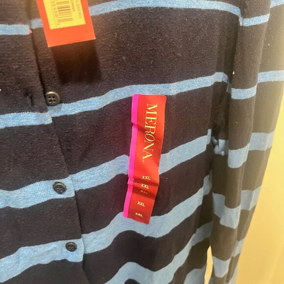 Stripe Pattern Navy Blue Sweater - Picture 3 of 6